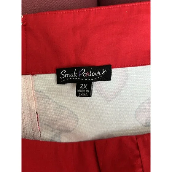 NWT SMAK PARLOUR Mushroom Girl 60s Retro Style Mini Skirt 2x/18 Red White - Picture 6 of 7